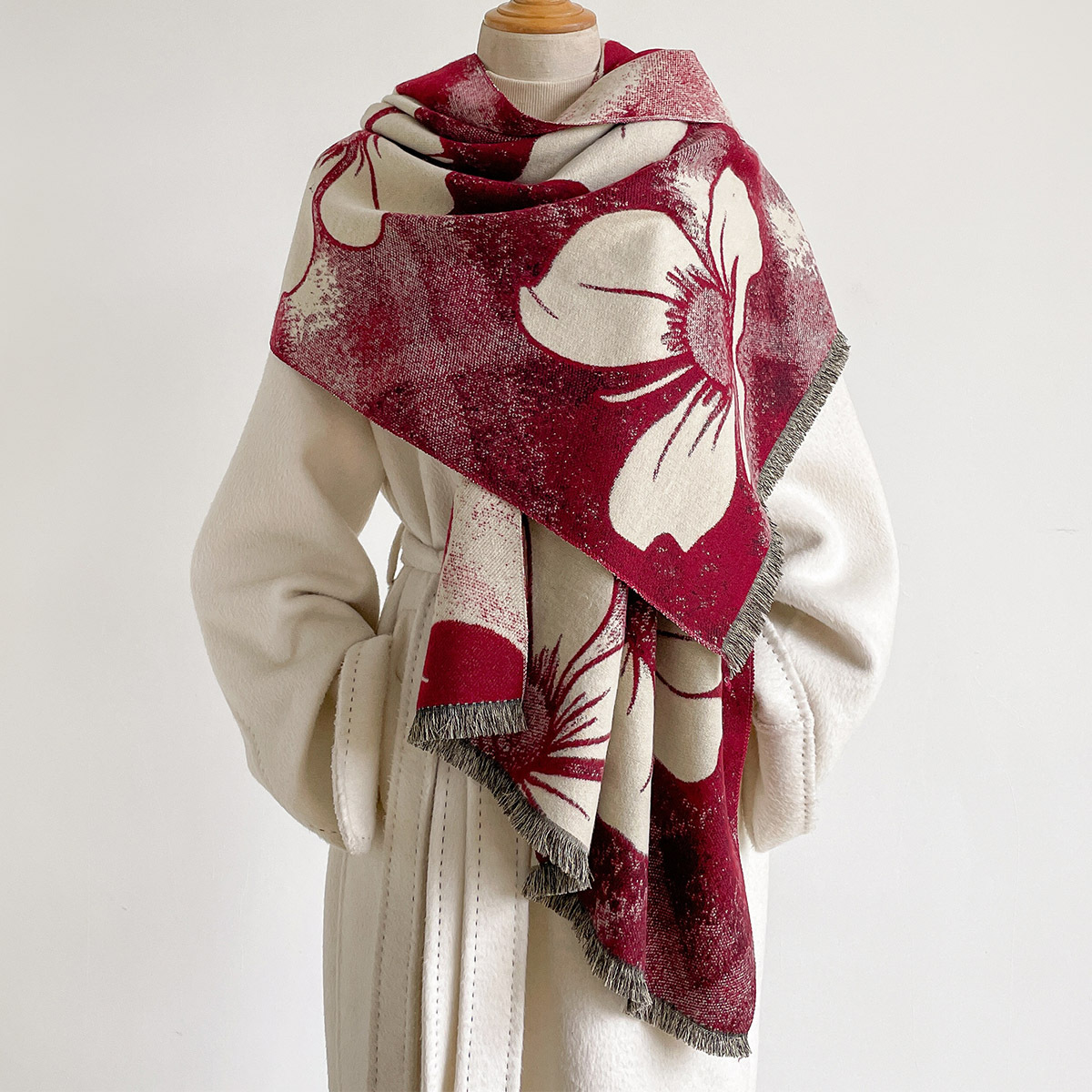 Cashmere Scarf - Women Imitation Cashmere Scarf Fringed Thick