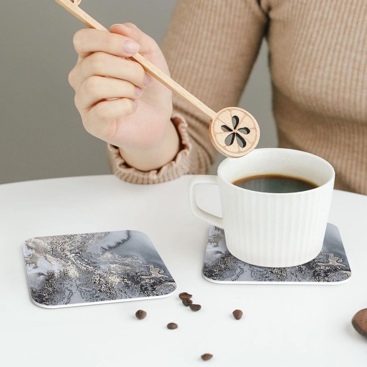 Grey And Silver Marbl Coasters - đánh giá và giá Marble Coaster Set